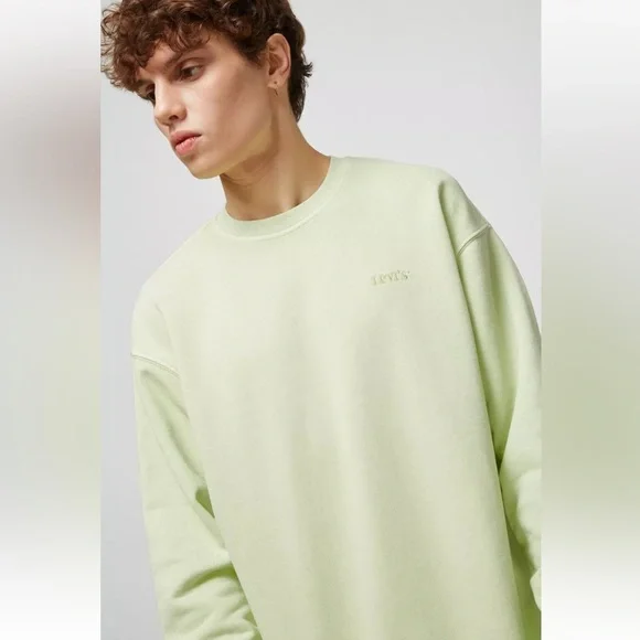 Levi's Relaxed Crewneck Men's Light Green Activewear Sportswear Cotton S NWT - Picture 3 of 13